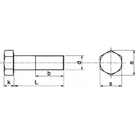 BOULON INOX TETE HEXAGONALE - DIN 931 - FILETAGE PARTIEL - CLASSE 8.8 - M36