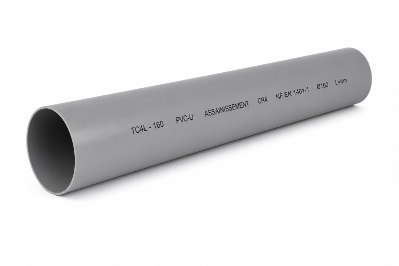 TUBE PVC ASSAINISSEMENT CR4 A EXTREMITES LISSES ( TC4L )