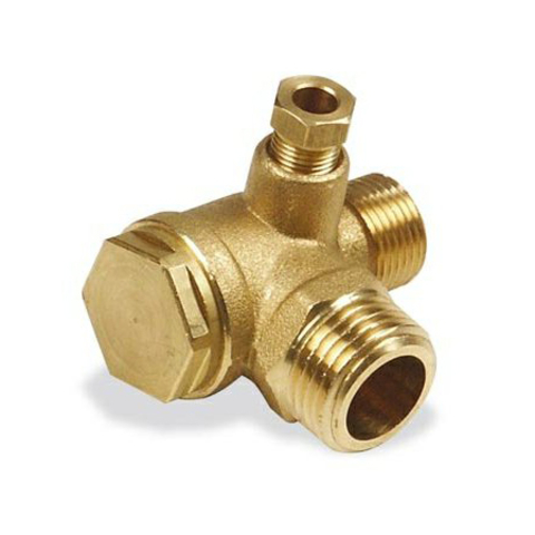 [AZT38569] CLAPET ANTI-RETOUR EN LAITON POUR COMPRESSEUR A AIR COMPRIME - 1/2" M - 3/4" M - PURGE 1/8" / Ø6mm