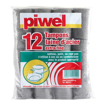 [LAINEA] TAMPONS DE DECAPAGE LAINE D'ACIER - LOT DE 12