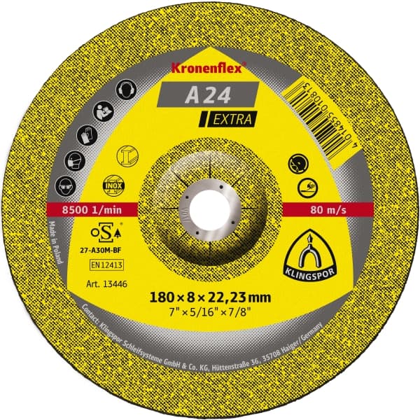 [A24EXTRA-115] DISQUE A MEULER POUR METAL UNIVERSEL Kronenflex® (115x6x22.23)