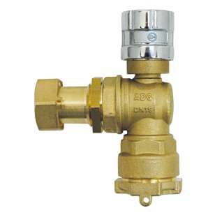 [ABSCE-20x3/4-E] VANNE A SPHERE POUR COMPTEUR D'EAU - EQUERRE A RACCORD INCORPORE - AVEC SYSTEME D'INVIOLABILITE MAGNETIQUE (20 x 3/4)