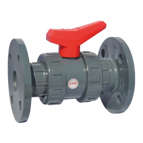 [ABSPVCAB1-40] VANNE A SPHERE PVC - SERIE INDUSTRIE - JOINT DE SPHERE EPDM - A BRIDES PN 10/16 (DN 40)