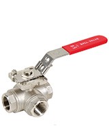[ABSIN09-40] ROBINET A BOISSEAU SPHERIQUE PASSAGE STANDARD 3 VOIES INOX LUMIERE EN T- FEMELLE BSP (DN 40)