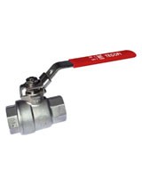 [ABSIN02-65] ROBINET A BOISSEAU SPHERIQUE INOX 2 PIECES PASSAGE INTEGRAL POIGNEE ACIER PLATE ROUGE FEMELLE BSP (2"1/2)