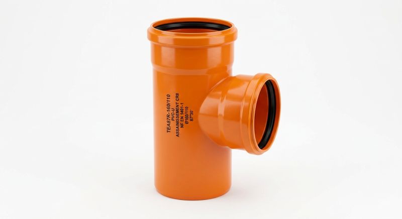 TE PVC ASSINISSEMENT REDUIT 90° MF A JOINT