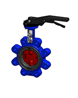 [PAP022-FPM-150] VANNE A PAPILLON OREILLES TARAUDEES PN16 – CORPS ET PAPILLON FONTE DUCTILE – COMMANDE PAR POIGNEE - MANCHETTE FPM (DN 150)