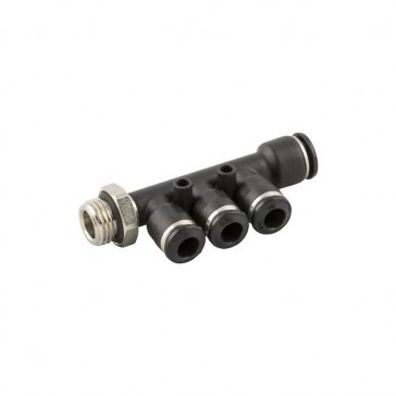 [RT-MDL6/4/01] RACCORD INSTANTANE MULTI-TE REDUIT ORIENTABLE A PIQUAGE LATERAL MALE BSP (M 27X100)