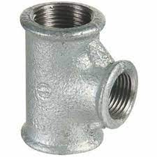 [130R-2615] TE REDUIT FONTE MALLEABLE GALVA FFF BSP (1" x 1/2" x 1")