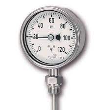 [TCIN100PV3-100] THERMOMETRE A CADRAN TOUT INOX Ø100 - RACCORD VERTICAL 1/2" 0 A 120°C AVEC DOIGT DE GANT (100mm)
