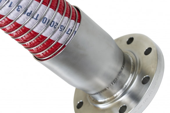 [FLEX13B1-100] FLEXIBLE COMPOSITE DE DEPOTAGE PRODUITS CORROSIFS - EQUIPE D'EMBOUT METALLIQUE A BRIDE FIXE ANSI RF - LONG 6m (DN 100)