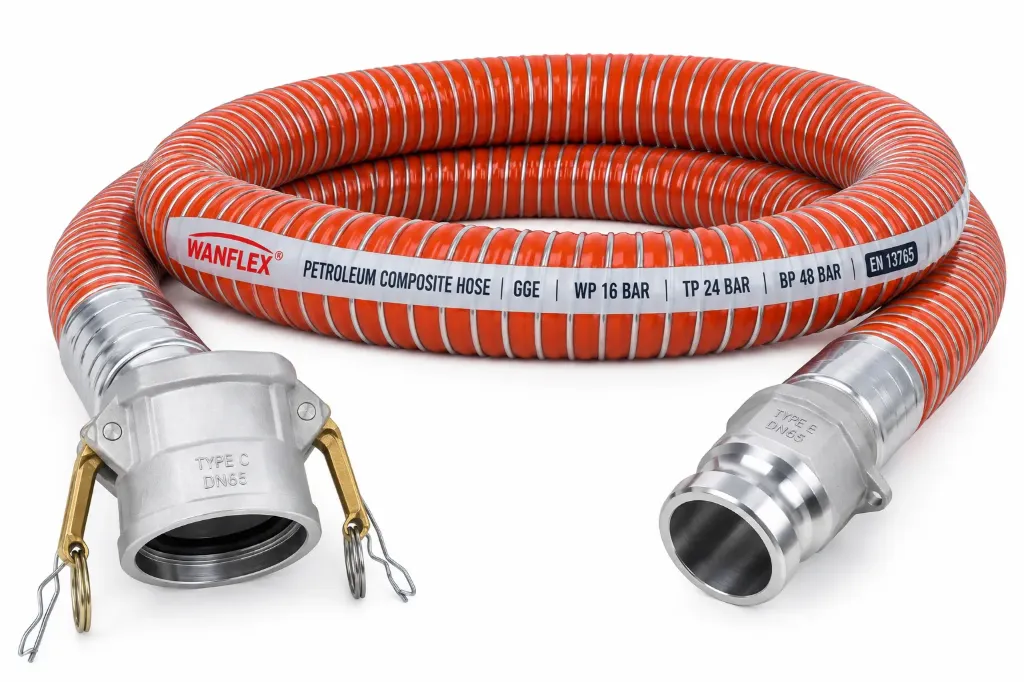 [FLEX11CA4-40] FLEXIBLE COMPOSITE DE DEPOTAGE PRODUITS PETROLIERS - EQUIPÉ DE RACCORDS CAMLOCK AUTOBLOQUANT ALUMINIUM - LONG 6m (DN40)