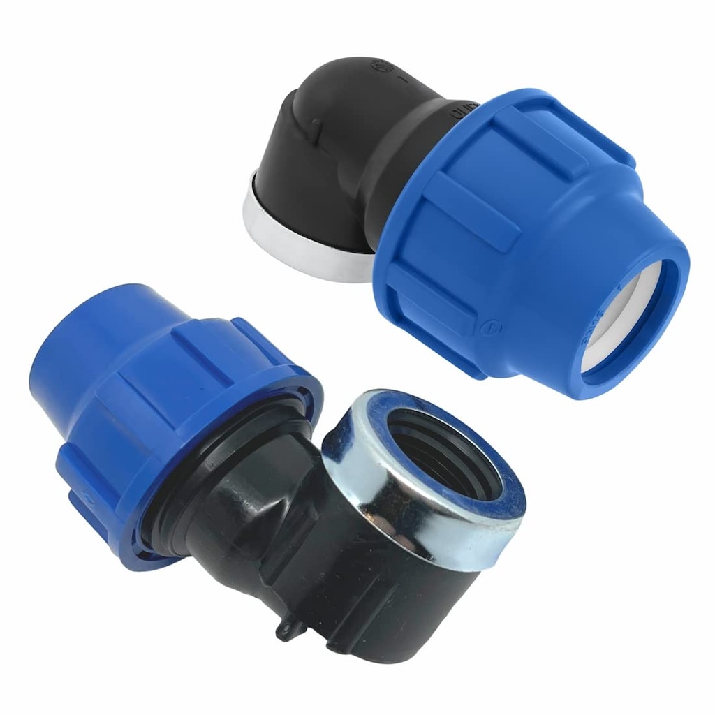 [03CF-4032] COUDE A 90° FEMELLE PP A COMPRESSION POUR TUBE  PEHD (DN 65)