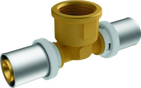 [MCTF-2050] TE MIXTE MULTICOUCHES FEMELLE A COMPRESSION POUR TUBE PEX (DN 50)