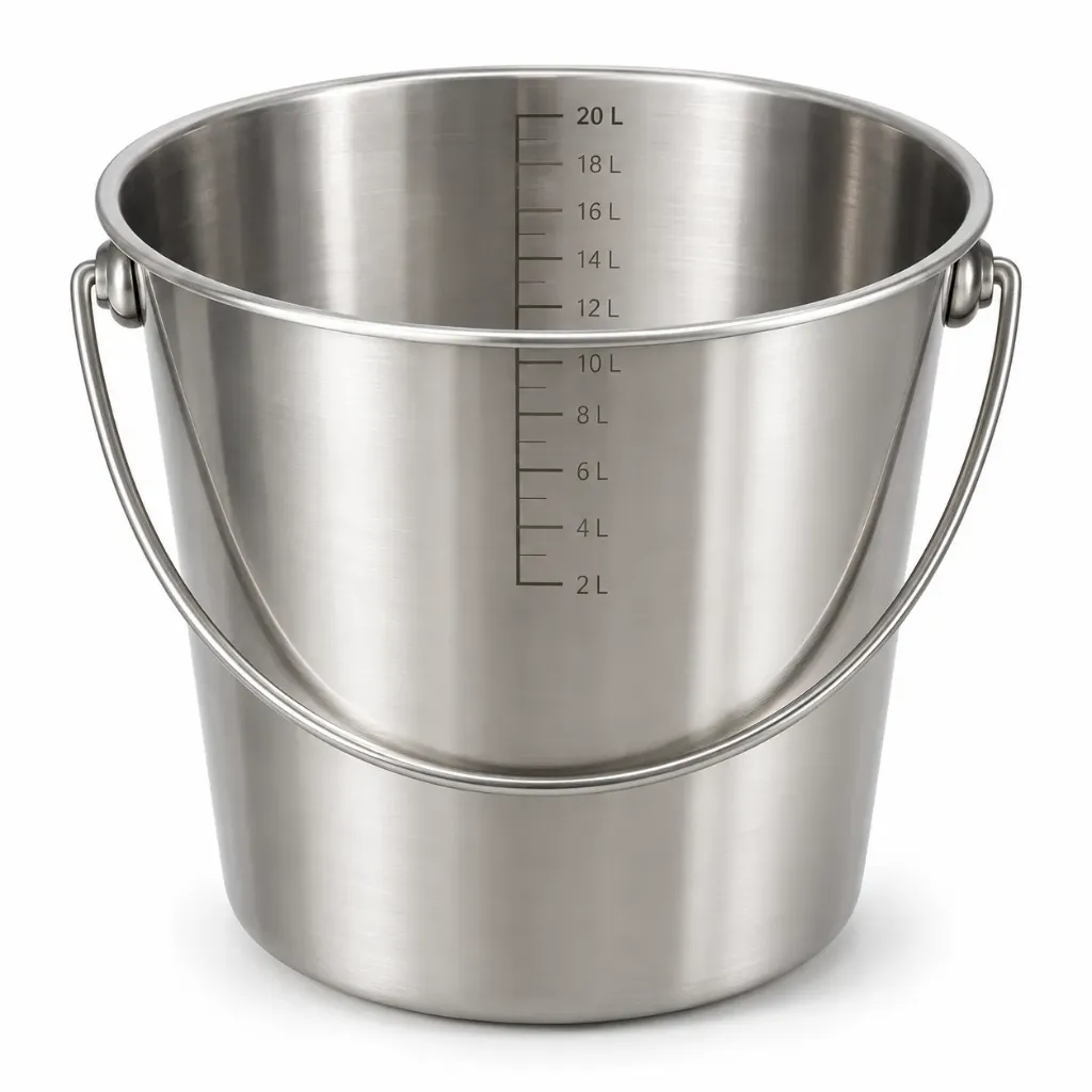 SEAU INDUSTRIEL GRADUÉ SANS BEC VERSEUR – INOX ALIMENTAIRE
