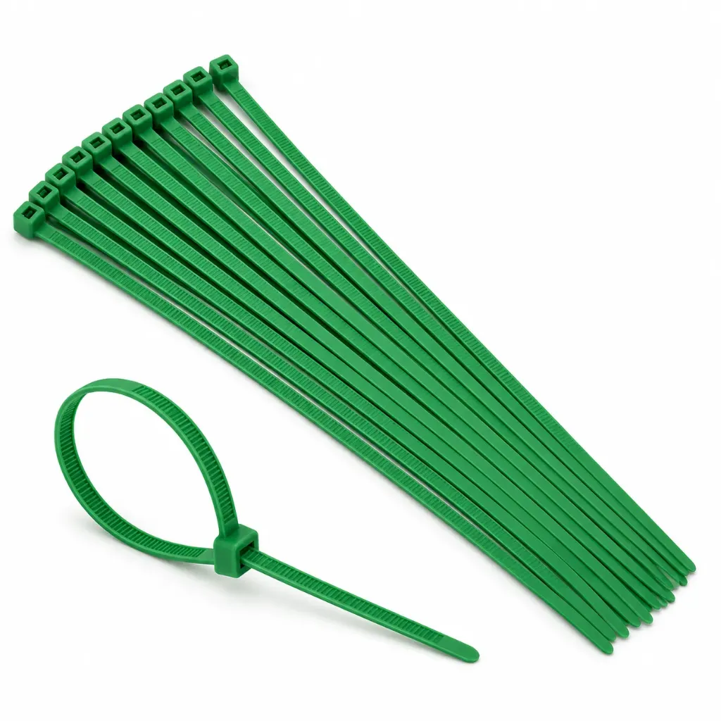 COLLIER DE SERRAGE CRANTÉ EN NYLON VERT – SACHET DE 100