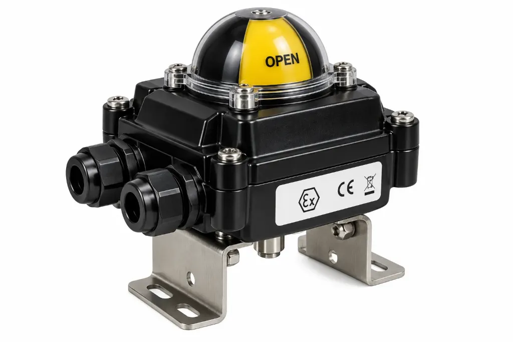 BOÎTIER FIN DE COURSE ATEX – 2 CONTACTS MÉCANIQUES – POUR ACTIONNEUR PNEUMATIQUE DOUBLE EFFET (TDA/TSR 052 --> TDA/TSR 105)