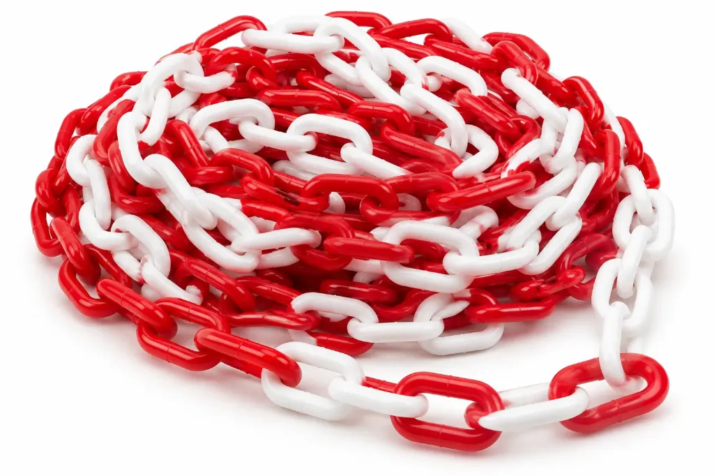CHAÎNE PLASTIQUE DE SIGNALISATION ROUGE/BLANC – Ø8 MM (5 m)