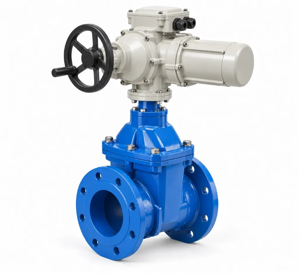 [VO16F4E400-0050] VANNE À OPERCULE À BRIDES – FONTE DUCTILE – OPERCULE REVÊTU EPDM – SÉRIE COURTE F4 – MOTORISATION ÉLECTRIQUE 400 V TRIPHASÉ – PN16 (DN50)