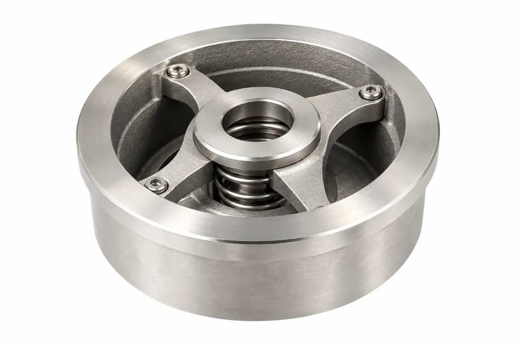CLAPET ANTI-RETOUR AXIAL À RESSORT EN INOX 316 – ENTRE BRIDES PN10/16/25/40