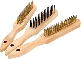 [BRLMB] BROSSE METALLIQUE LAITON MANCHE EN BOIS