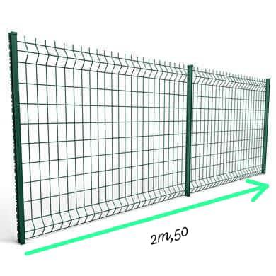 GRILLAGE RIGIDE DE SEPARATION PLASTIFIE VERT - PANNEAUX A PLIS TRELLIS SOUDE (2500 x 2000) - MAILLE ( 200x55) - Ø FIL 5mm