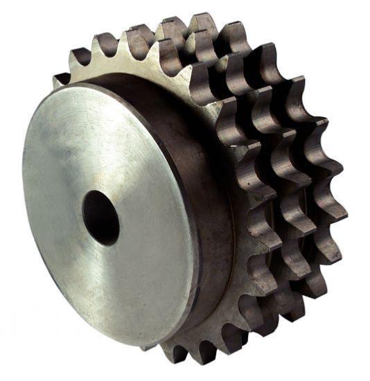 [16B3Z08] PIGNON TRIPLE AVEC MOYEUX ISO 16B3 - 1” x 17.02 mm - PAS 25.4 x 17.2mm A ALÉSER (08 dents)
