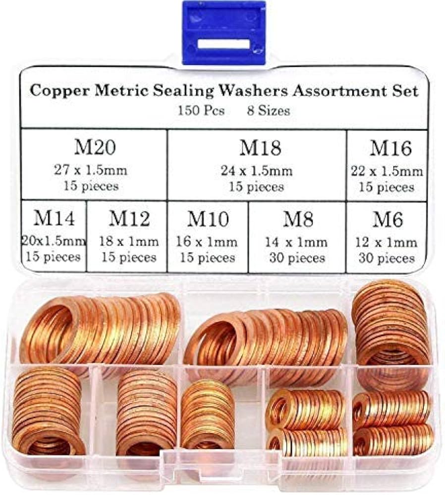 [COF150C] COFFRET DE 150 RONDELLES D'ETANCHEÏTE  METRIQUE EN CUIVRE