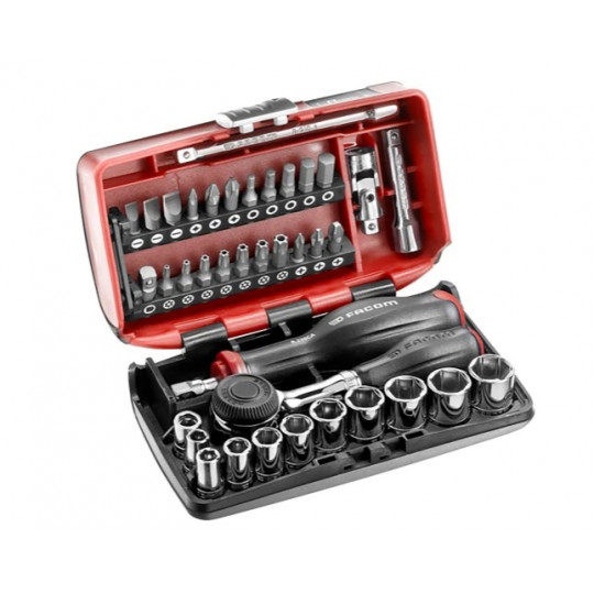 [R.360NANOPB] COFFRET RADIO 1/4'' 38 PIÈCES NANO AVEC CLIQUET À MANCHE ROTATIF 360° FACOM | R.360NANOPB