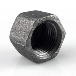 BOUCHON HEXAGONAL FEMELLE BSP ACIER NOIR TYPE GAZ 100 BARS