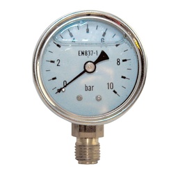 MANOMÈTRE A BAIN GLYCERINE TOUT INOX Ø50 RACCORD VERTICAL 1/4"