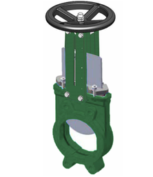 VANNE A GUILLOTINE FONTE DUCTILE A TIGE NON MONTANTE ET A VOLANT - PELLE INOX 304