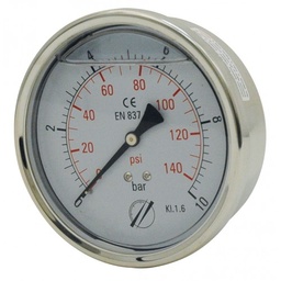 MANOMÈTRE GLYCERINE INOX AXIAL 1/2" Ø100