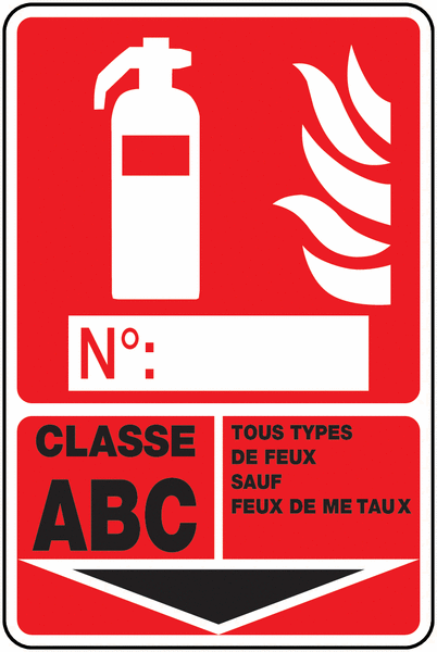 ETIQUETTE AUTOCOLLANT POUR EXTINCTEURS ABC 125x40mm