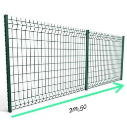 [GSPV-20055] GRILLAGE RIGIDE DE SEPARATION PLASTIFIE VERT - PANNEAUX A PLIS TRELLIS SOUDE (2500 x 2000) - MAILLE ( 200x55) - Ø FIL 5mm