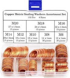 COFFRET DE 150 RONDELLES D'ETANCHEÏTE  METRIQUE EN CUIVRE